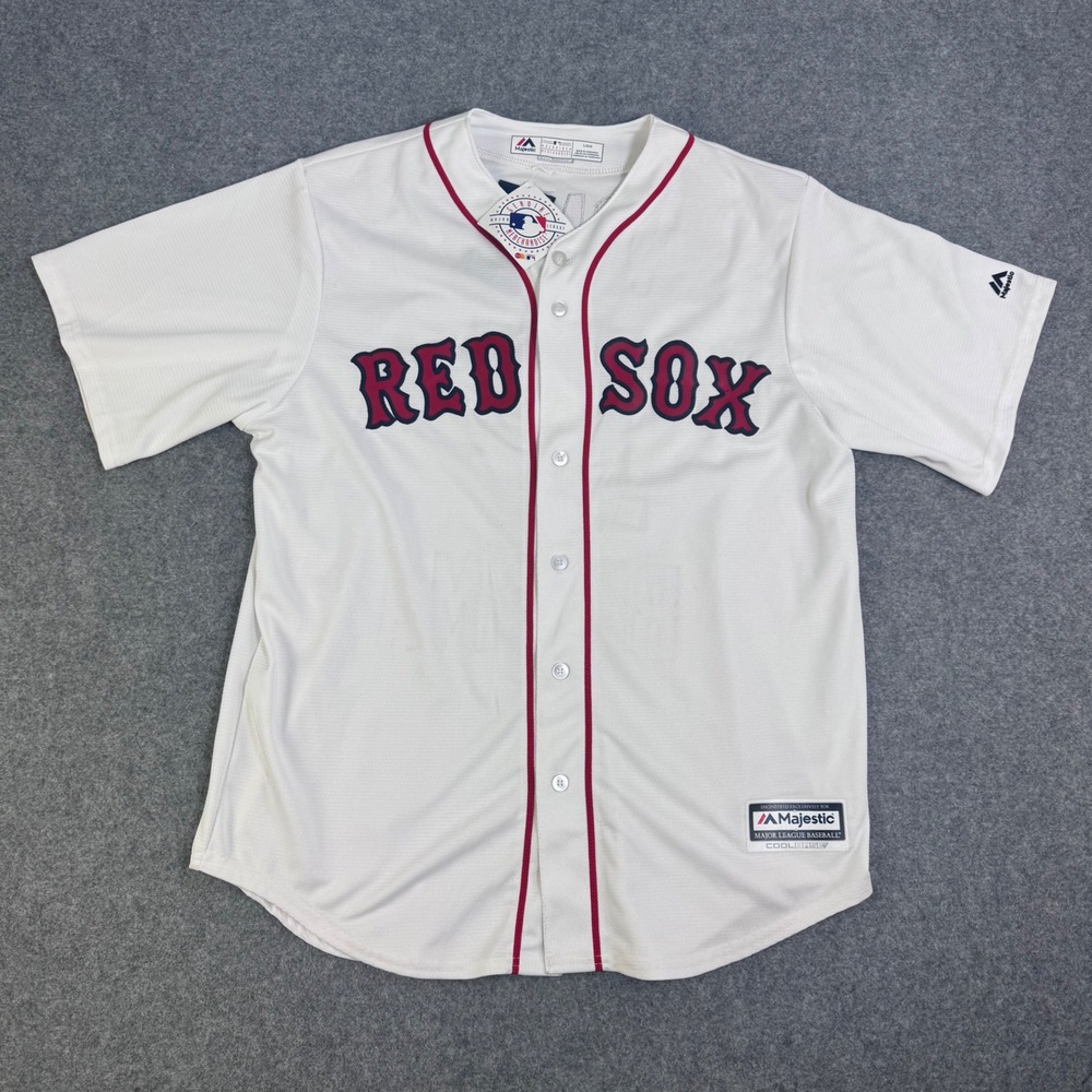 Majestic Boston Red Sox Tommy Bahama 17 Cool Base Baseball Jersey White Mens L